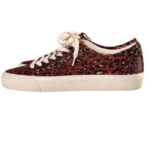 MADEWELL Sidewalk Sneakers in Painted Leopard Colorblock Calf Hair, Size 8 - Picture 3 of 13